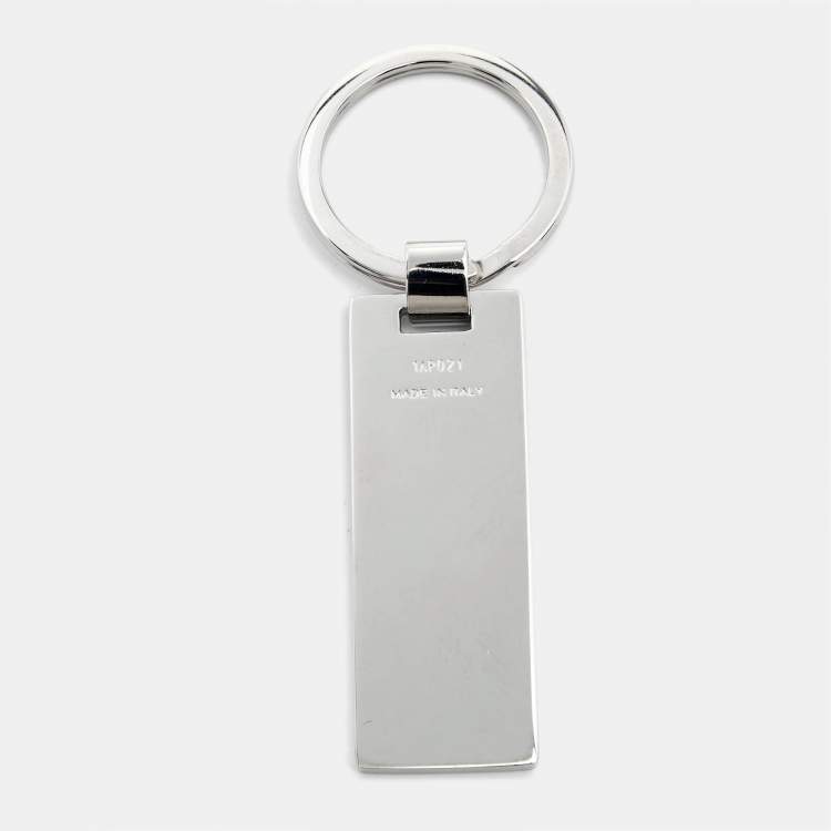 Pre Owned Prada Enamel Silver Tone Key Chain