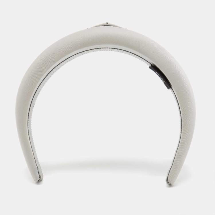 Pre Owned Prada Grey Triangle Logo Re-Nylon Headband