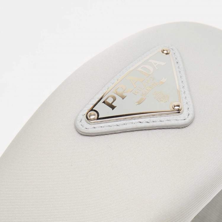 Pre Owned Prada Grey Triangle Logo Re-Nylon Headband