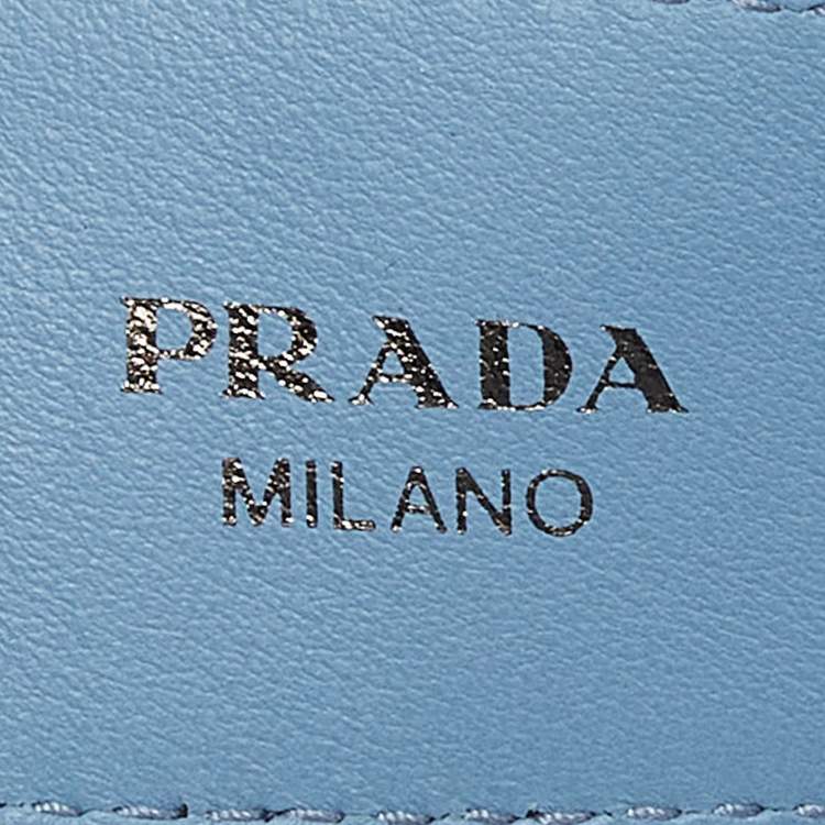 Pre Owned Prada Light Blue Saffiano Leather Crystals Embellished Shoulder Bag Strap