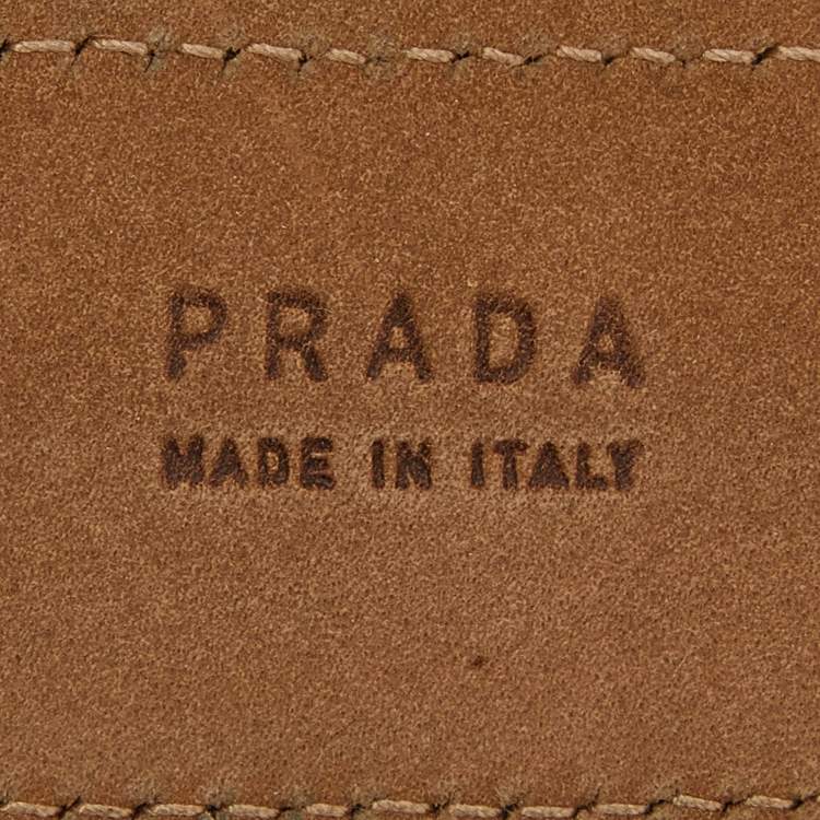 Pre Owned Prada Metallic Leather Buckle Belt 80CM