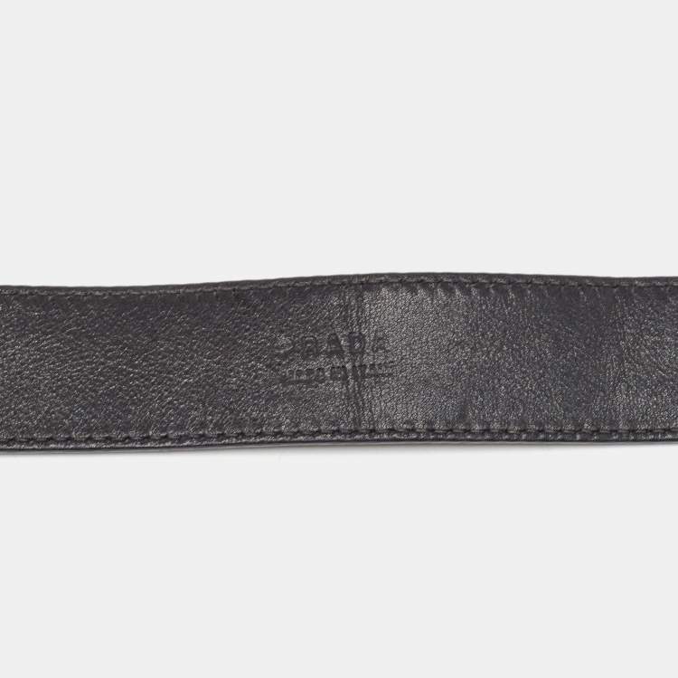 Pre Owned Prada Black Leather Buckle Belt 75CM 