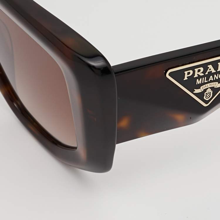Pre Owned Prada Brown Gradient SPR14Z Geometric Sunglasses