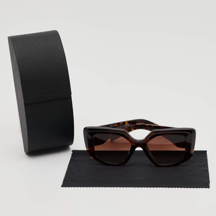Pre Owned Prada Brown Gradient SPR14Z Geometric Sunglasses