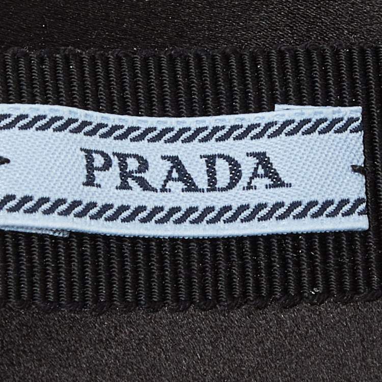 Pre Owned Prada Black Crystal Embellished Satin Wide Headband
