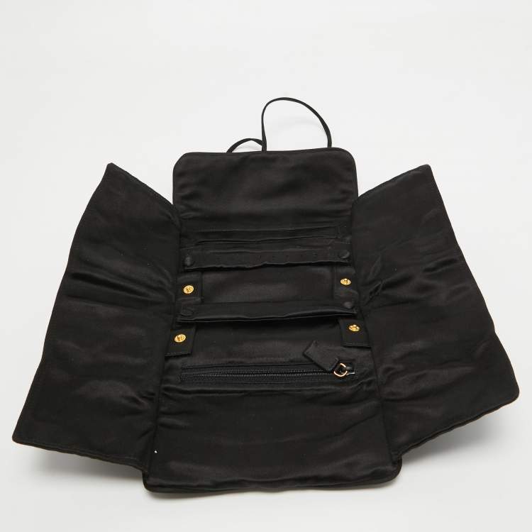 Pre Owned Prada Black Satin Foldable Travel Pouch