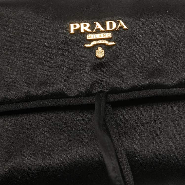 Pre Owned Prada Black Satin Foldable Travel Pouch