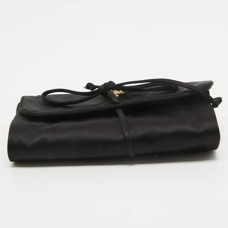 Pre Owned Prada Black Satin Foldable Travel Pouch