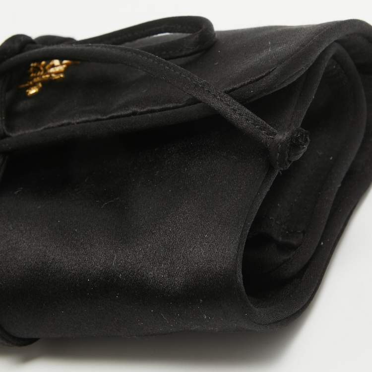 Pre Owned Prada Black Satin Foldable Travel Pouch