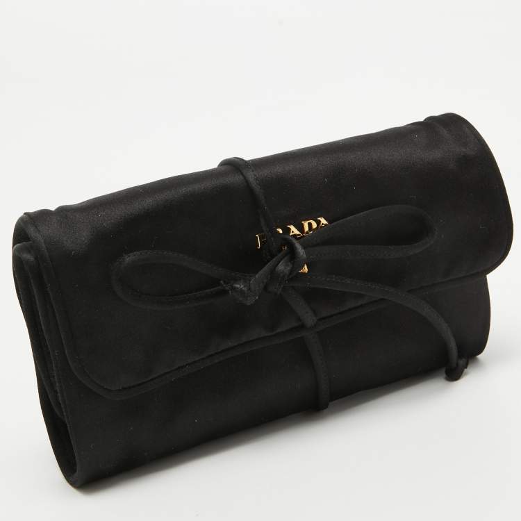 Pre Owned Prada Black Satin Foldable Travel Pouch
