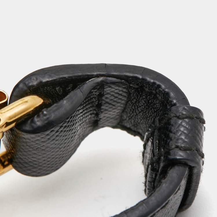 Pre Owned Prada Leather Gold Tone Bracelet