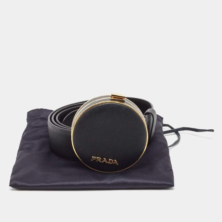 Pre Owned Prada Black Saffiano Leather Minaudière Belt
