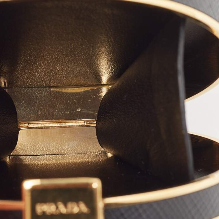 Pre Owned Prada Black Saffiano Leather Minaudière Belt