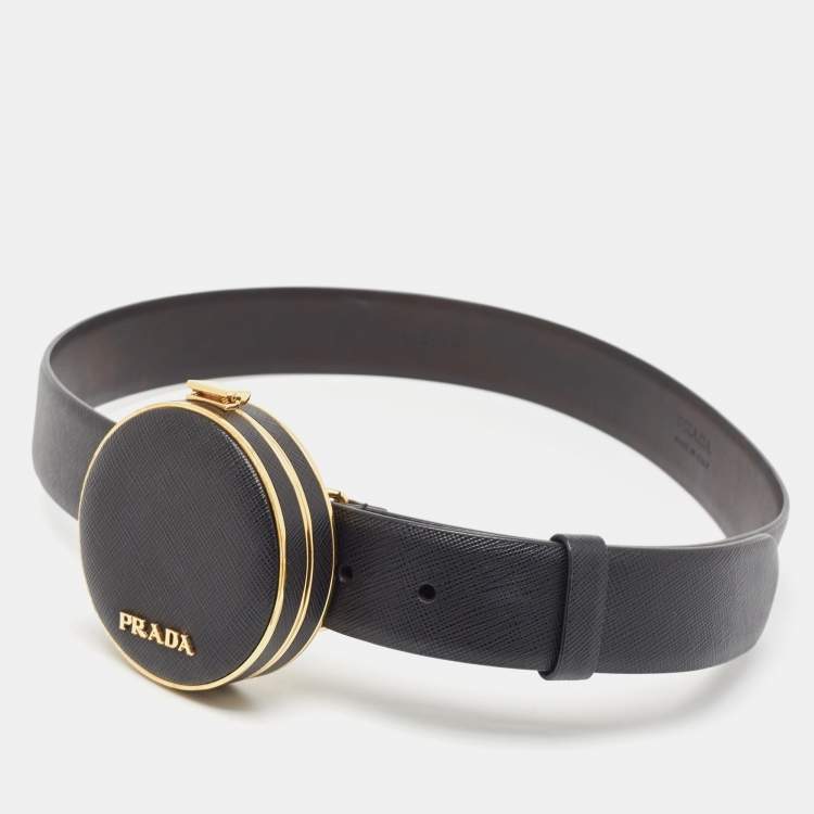 Pre Owned Prada Black Saffiano Leather Minaudière Belt
