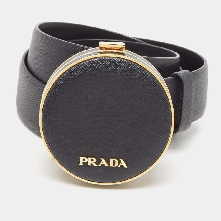 Pre Owned Prada Black Saffiano Leather Minaudière Belt