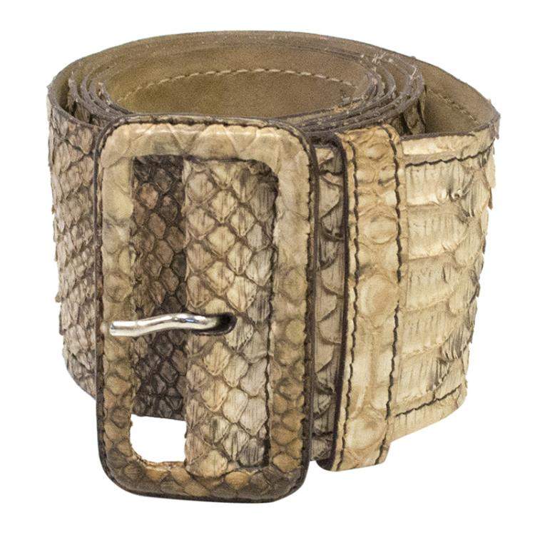 Pre Owned Prada Beige Python Waist Belt 85CM