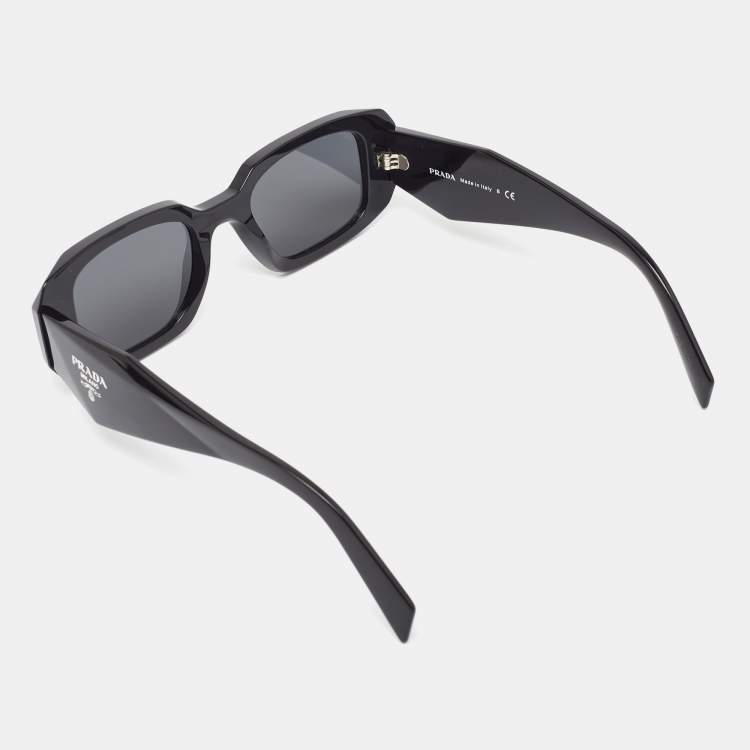 Pre Owned Prada Black SPR 17W Symbole Rectangular Sunglasses