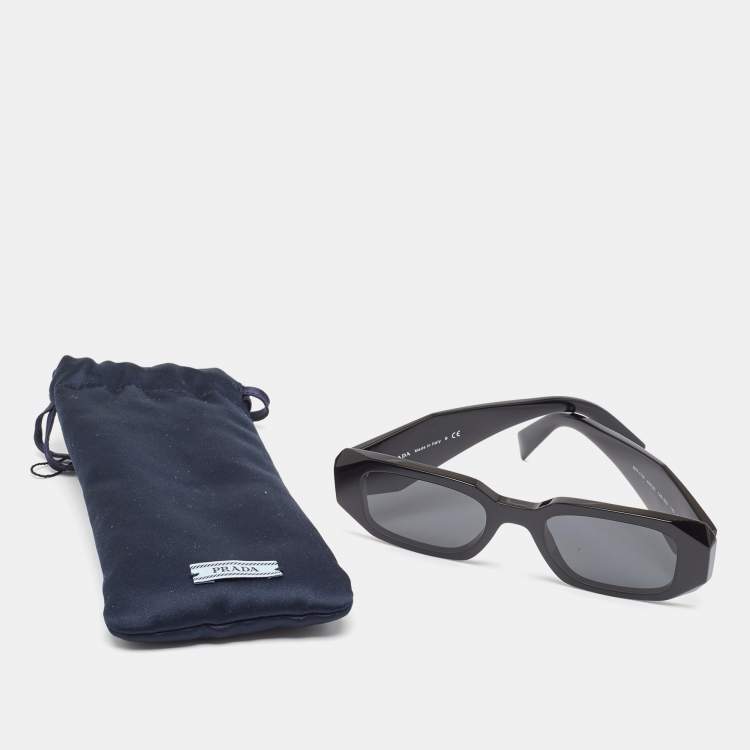 Pre Owned Prada Black SPR 17W Symbole Rectangular Sunglasses