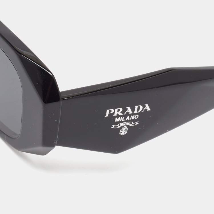 Pre Owned Prada Black SPR 17W Symbole Rectangular Sunglasses