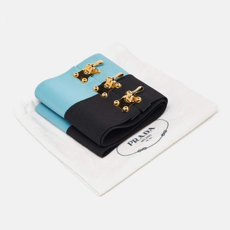 Pre Owned Prada Black/Blue Elastic Waist Belt M
