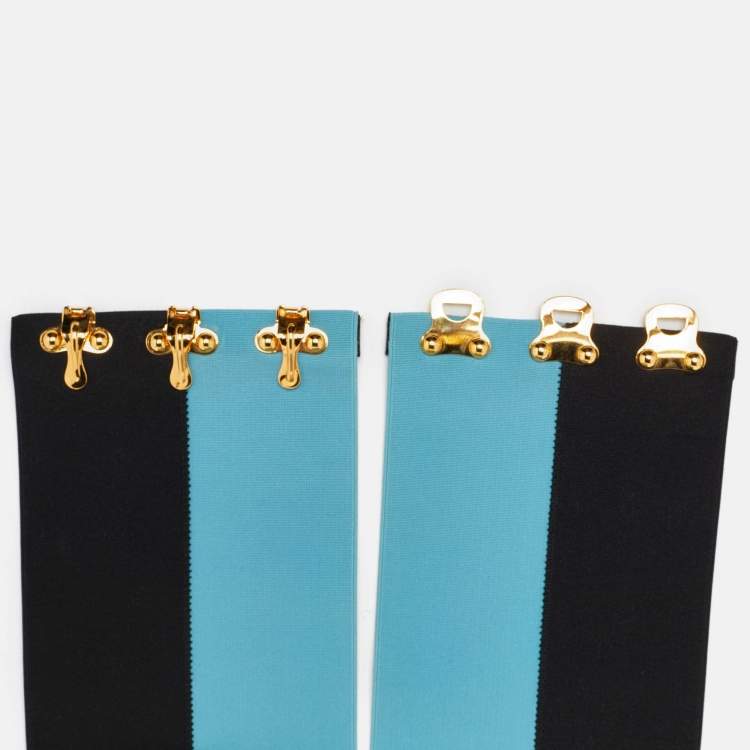 Pre Owned Prada Black/Blue Elastic Waist Belt M