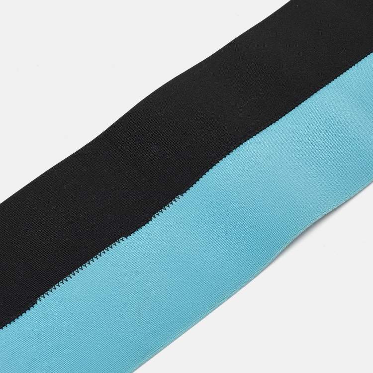 Pre Owned Prada Black/Blue Elastic Waist Belt M
