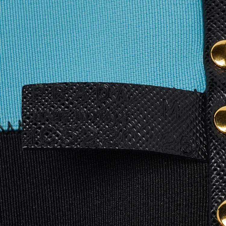 Pre Owned Prada Black/Blue Elastic Waist Belt M