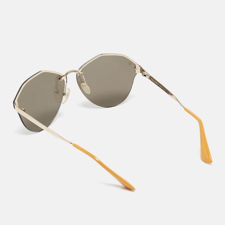 Prada Gold Mirrored SPR64T Geometric Sunglasses Prada TLC