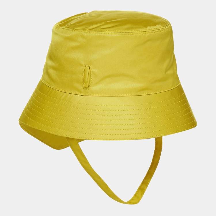Pre Owned Prada Yellow Re-Nylon Pouch Detail Bucket Hat L