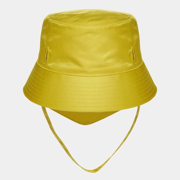 Pre Owned Prada Yellow Re-Nylon Pouch Detail Bucket Hat L