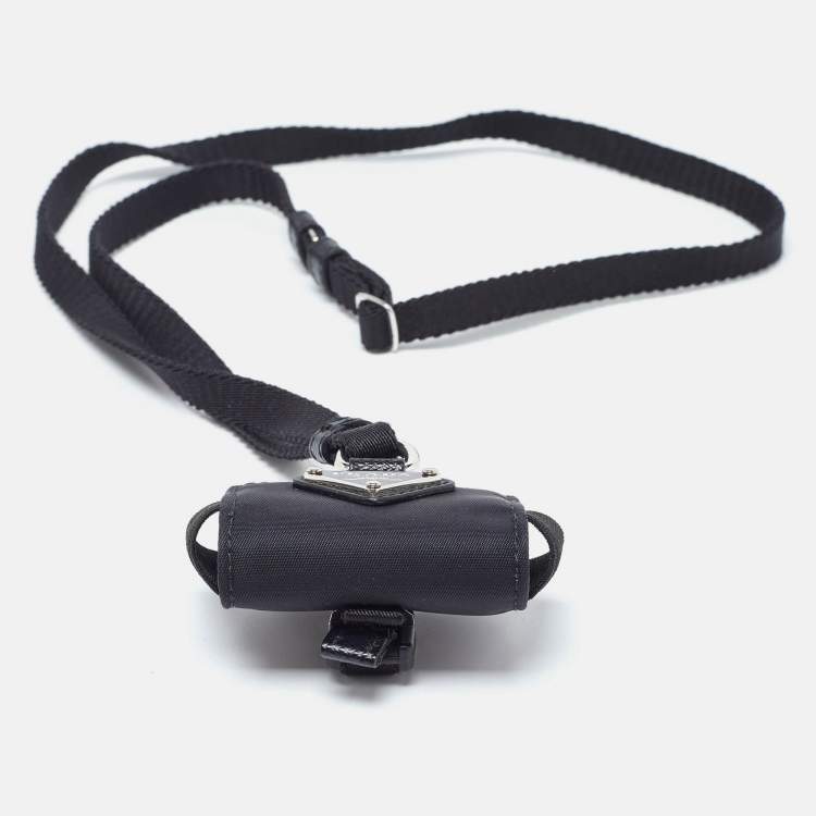 Pre Owned Prada Black Nylon Airpods Pro Case with Adjustable Strap