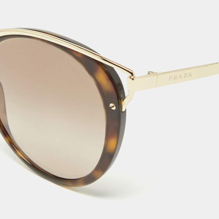 مملوكة مسبقًا Prada Brown/Gold Tortoise SPR66T Cat Eye Sunglasses