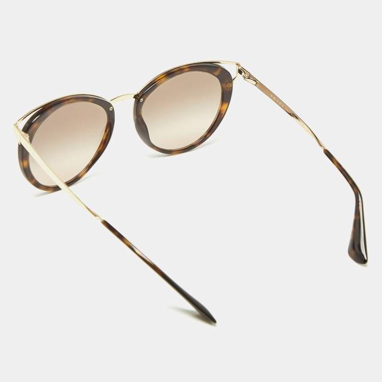 مملوكة مسبقًا Prada Brown/Gold Tortoise SPR66T Cat Eye Sunglasses