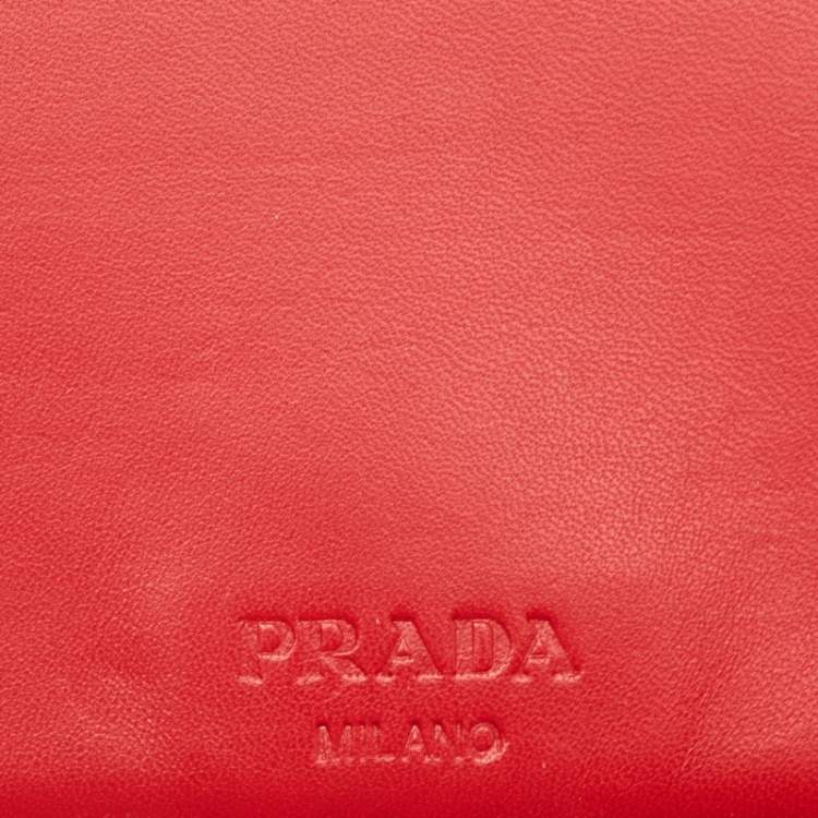 Pre Owned Prada Red Saffiano Lux Leather Zip Around iPad Case