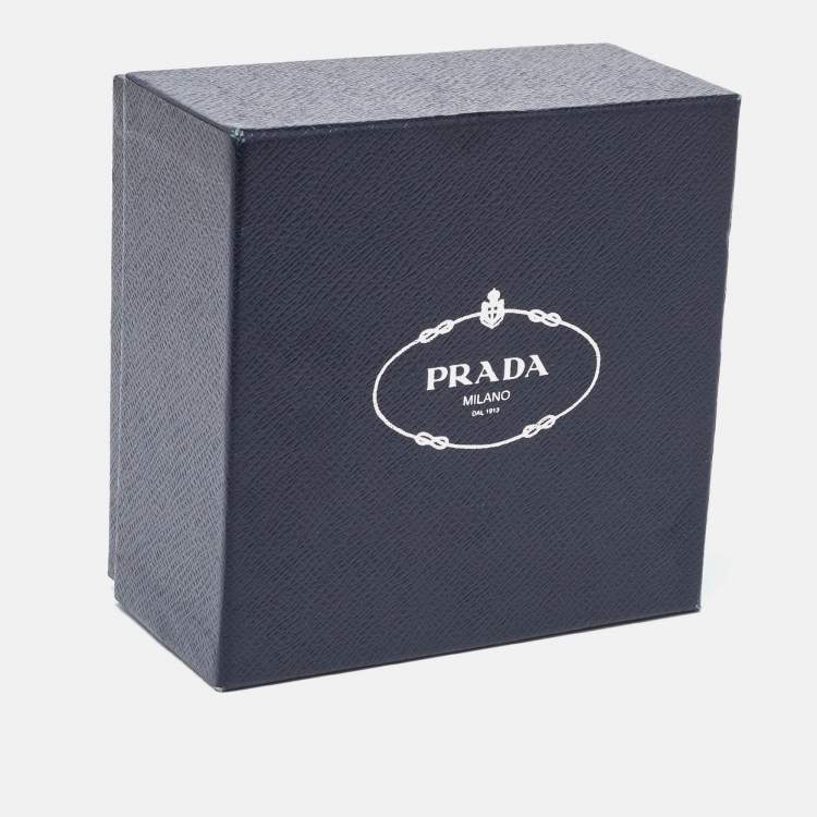 Pre Owned Prada Black Saffiano Lux Leather Slim Buckle Belt 100CM