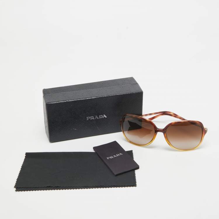 Pre Owned Prada Brown Gradient SPR 18M Oversized Sunglasses
