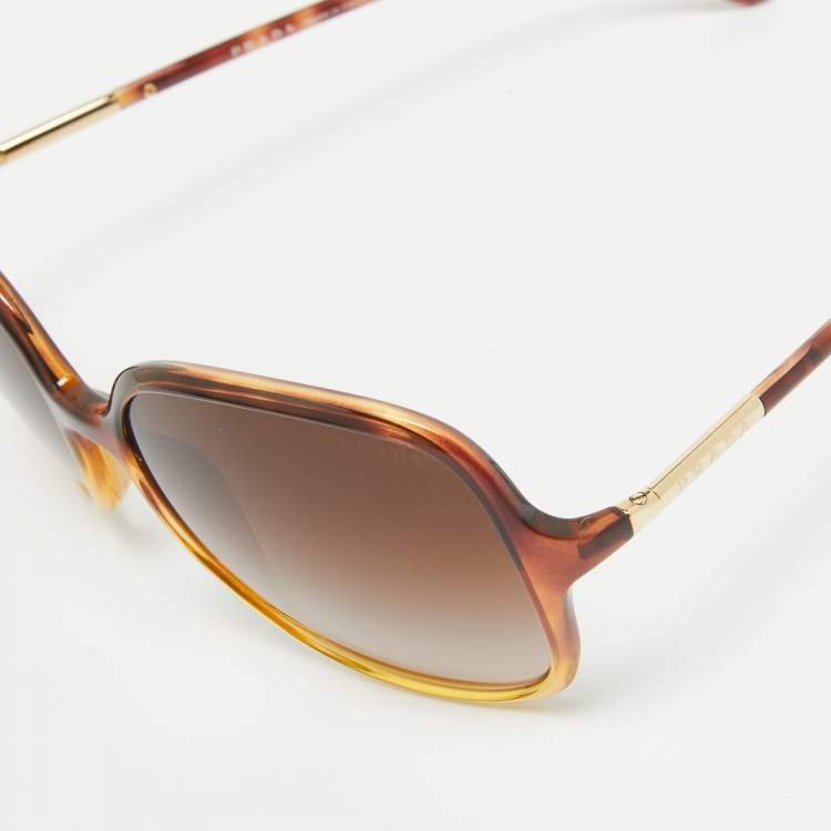 Pre Owned Prada Brown Gradient SPR 18M Oversized Sunglasses