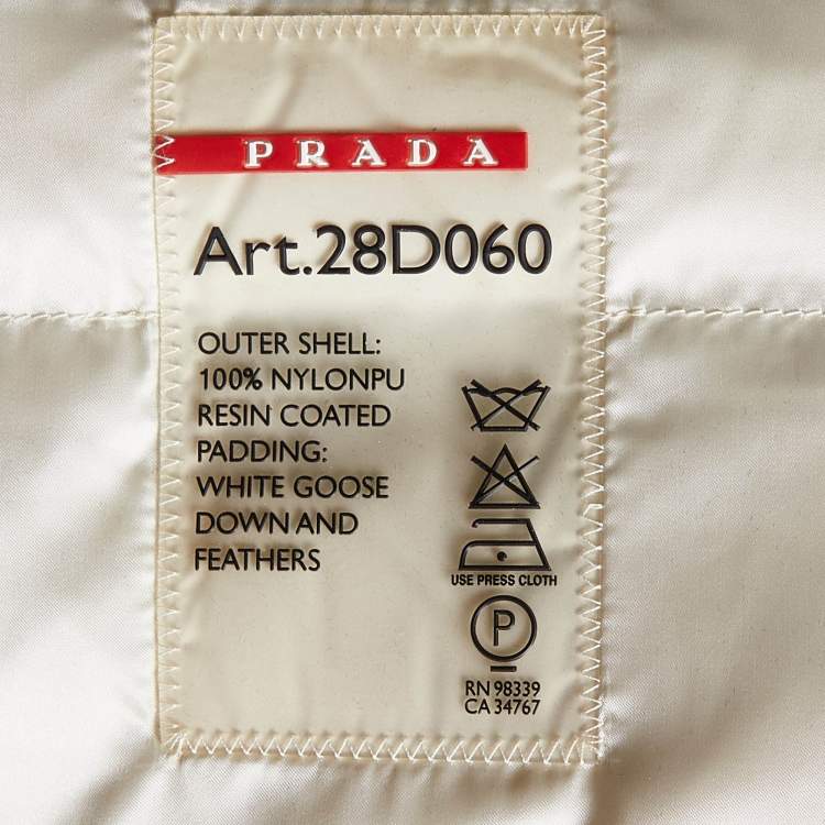 Pre Owned Prada Green Down Quilted Zip Up Jacket M