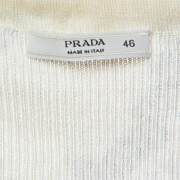 Pre Owned Prada Beige Python Print Rib Knit Top L