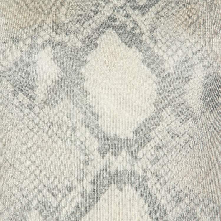 Pre Owned Prada Beige Python Print Rib Knit Top L