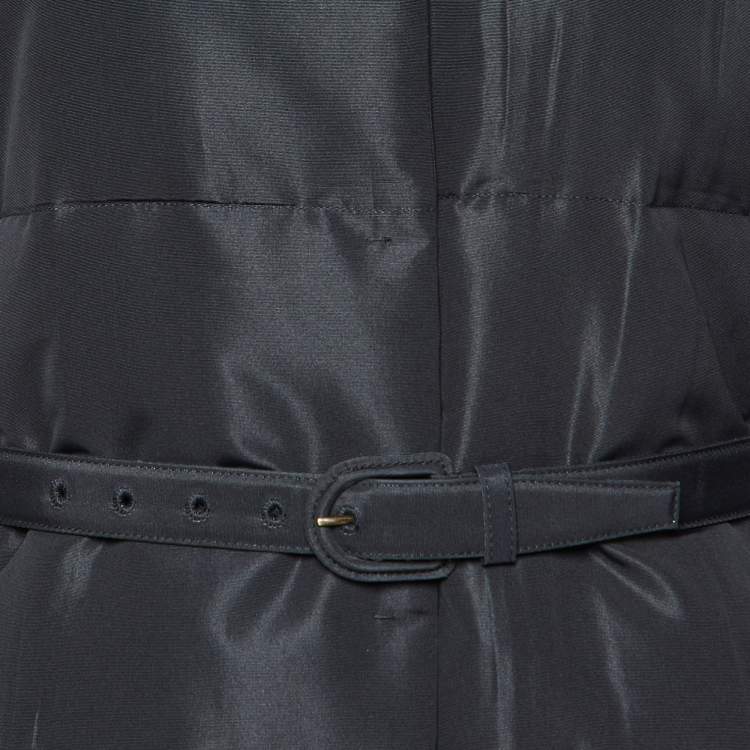 مملوكة مسبقًا Prada Black Padded Silk Blend Mink Fur Trimmed Jacket M