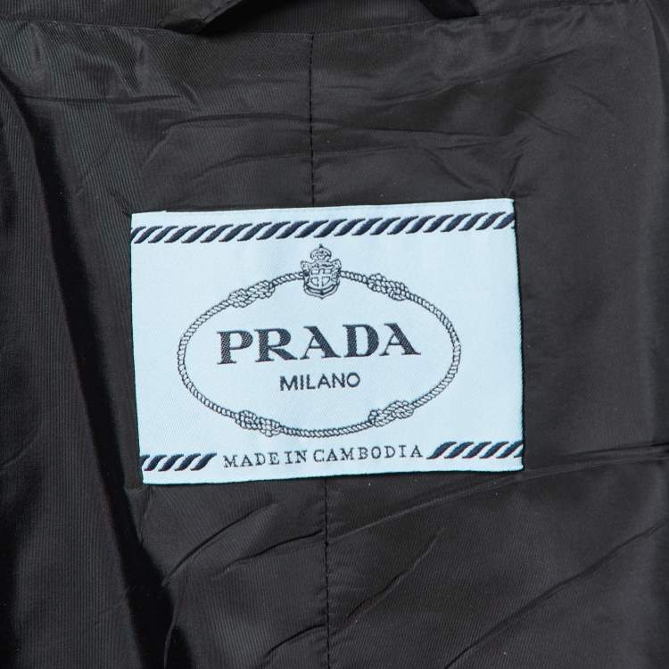 Pre Owned Prada Black Synthetic Mid Length Coat M