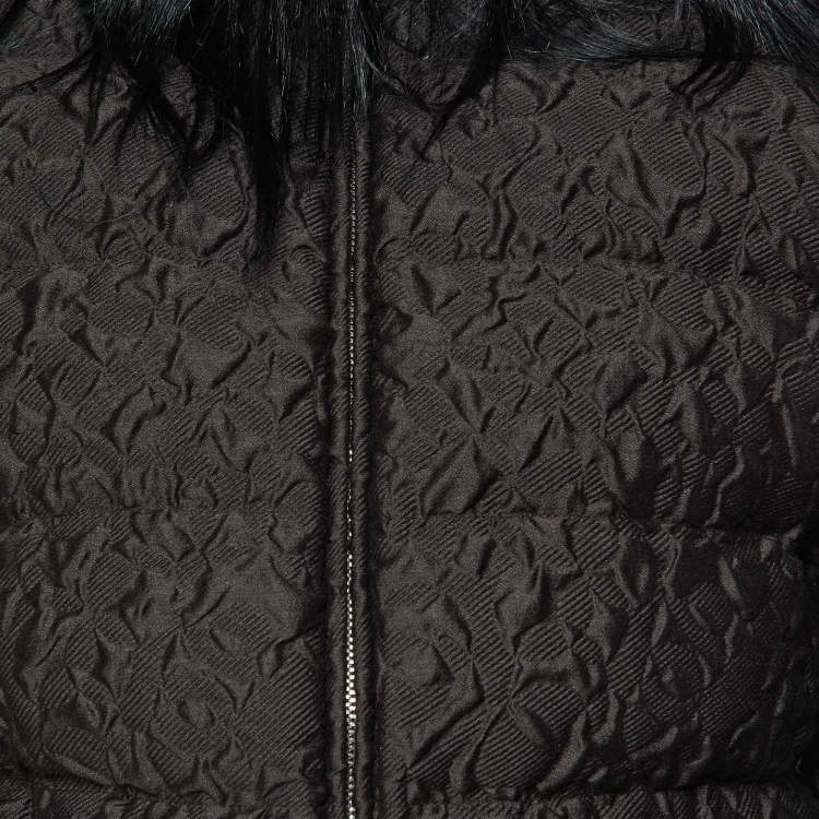 Pre Owned Prada Black Wool Blend Quilted Down Zip-Up Jacket M