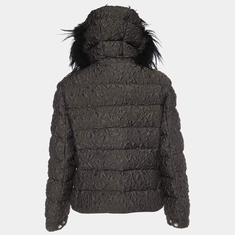 Pre Owned Prada Black Wool Blend Quilted Down Zip-Up Jacket M