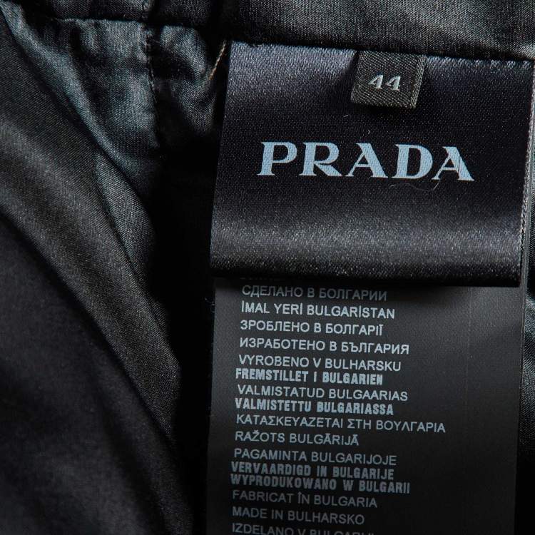 Pre Owned Prada Black Wool Blend Quilted Down Zip-Up Jacket M