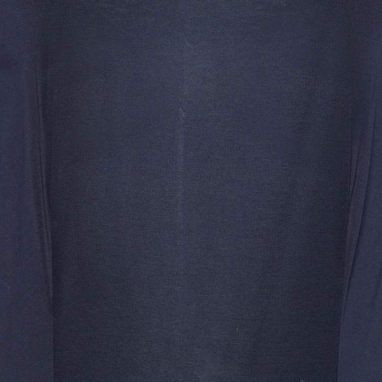 Pre Owned Prada Navy Blue Cotton Knit Sleeveless Long Dress XL