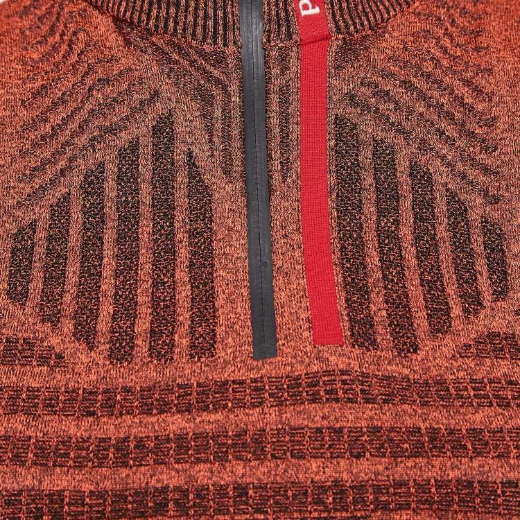 مملوكة مسبقًا Prada Orange Melange Jersey Zip-Up Sleeveless Top S