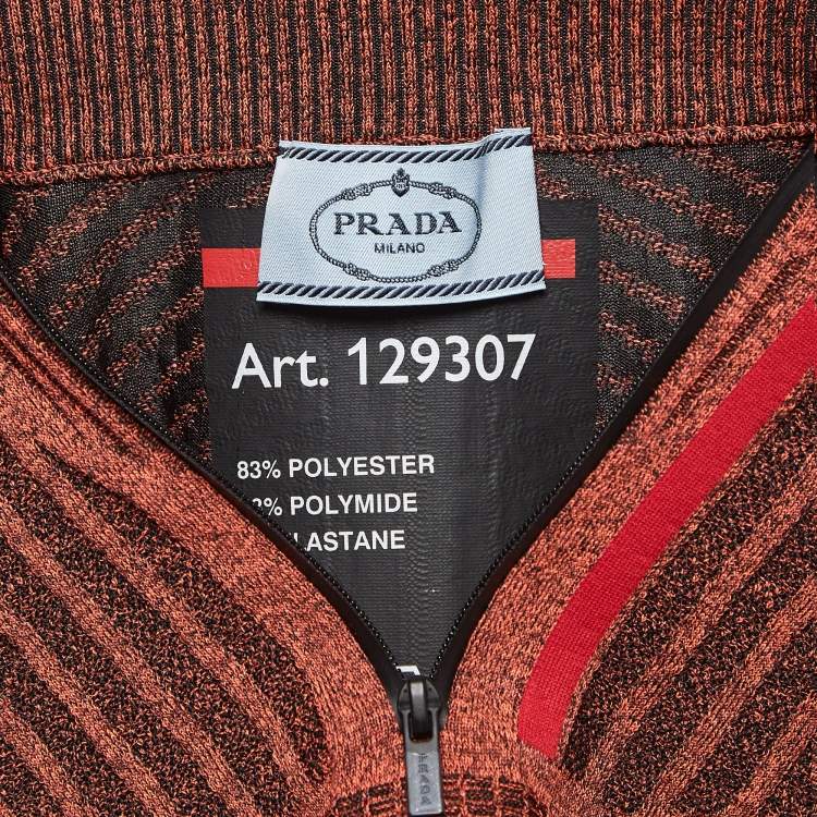 مملوكة مسبقًا Prada Orange Melange Jersey Zip-Up Sleeveless Top S