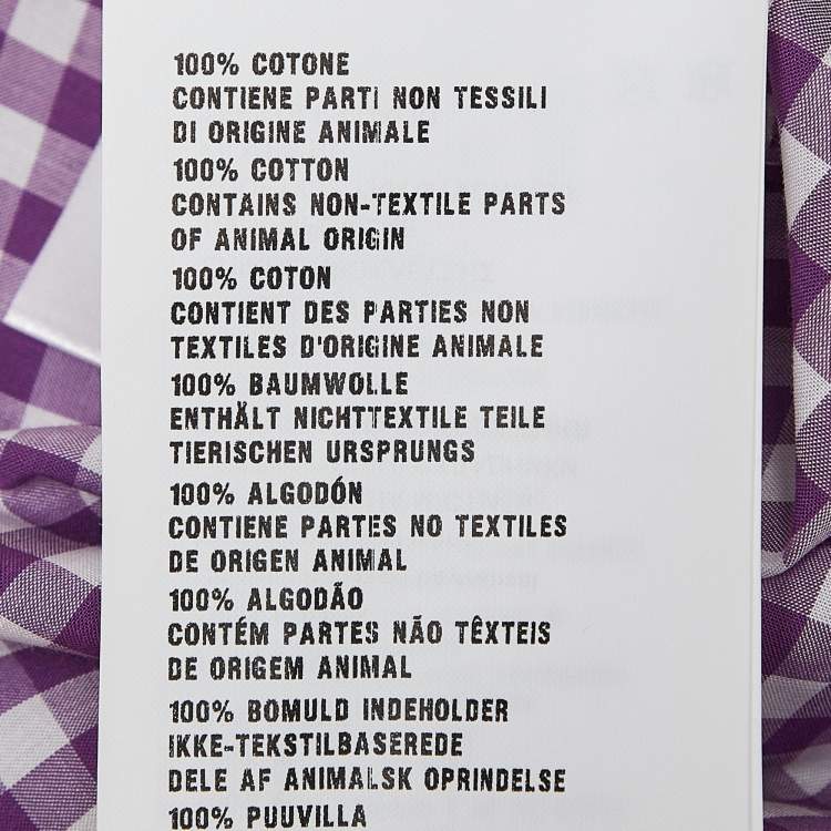 Pre Owned Prada Purple Gingham Cotton Bow Detail Belted Midi Dress M