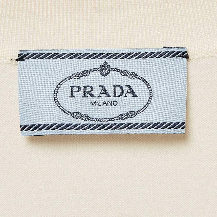 Pre Owned Prada Cream Wool Knit Polo Collar Midi Dress S
